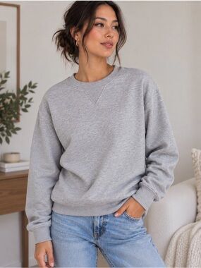 Unbranded Heather Grey Classic Crewneck Sweatshirt Pullover Medium